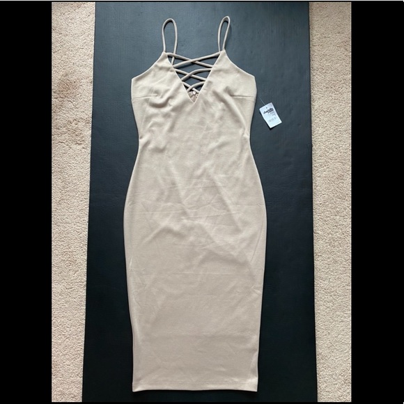 Strappy Neck Bodycon Midi Dress